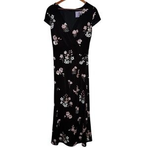 JS Collections Embroidered Sequin Floral Column Gown Black Multi Size 6 NWT